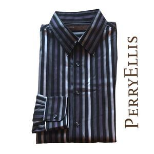 Perry Ellis Striped Dress‎ Shirt - NWOT Size L